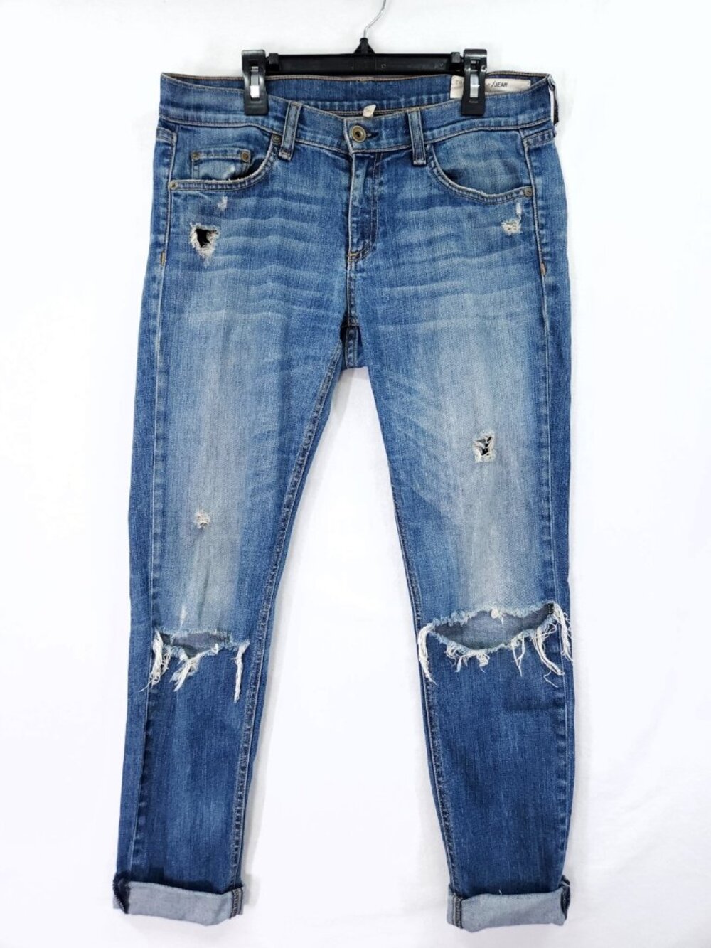 Rag & Bone Blue Ripped Jeans Size 27 Cropped Skinny Distressed Denim